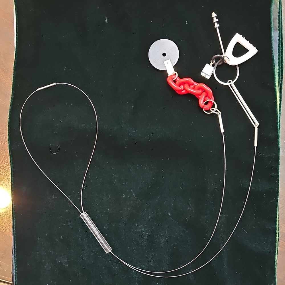 Red and Silver Keychain with Wire Loop